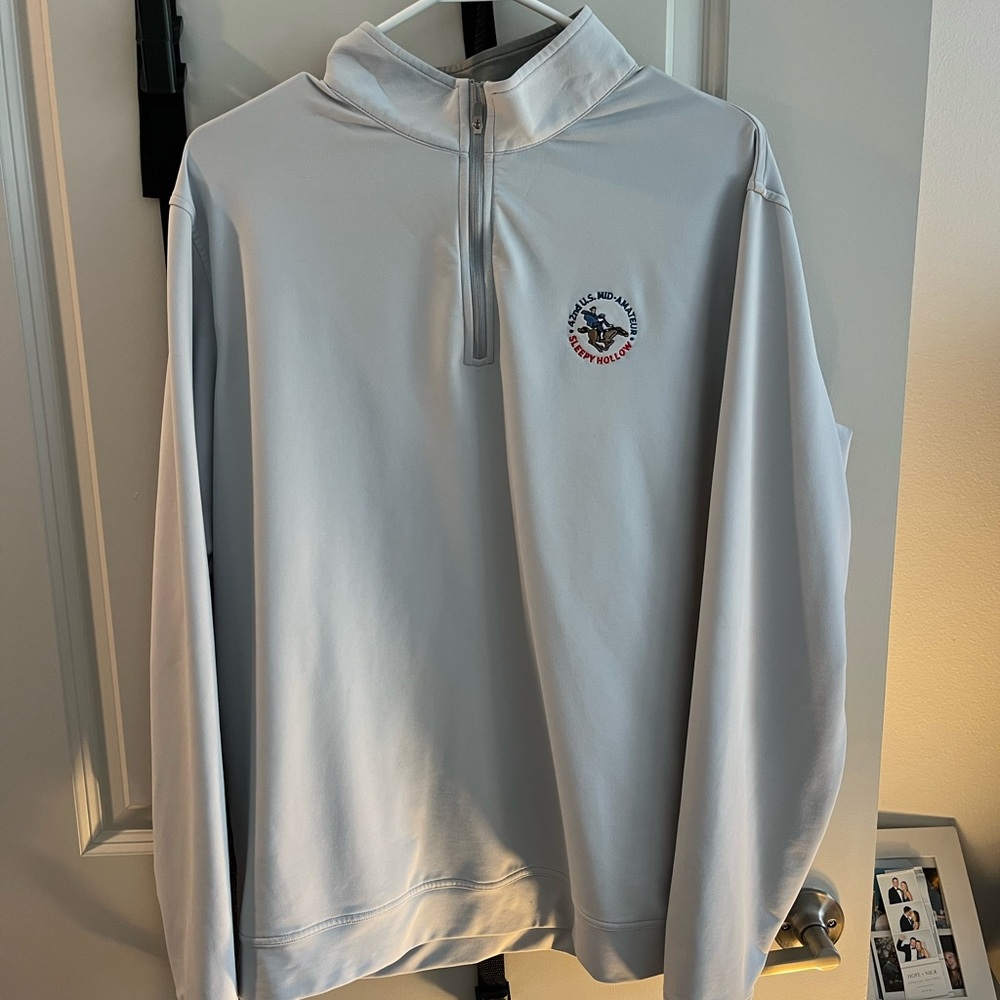 Peter Millar Sleepy Hollow Men's Light Gray Quarter-Zip Sweater